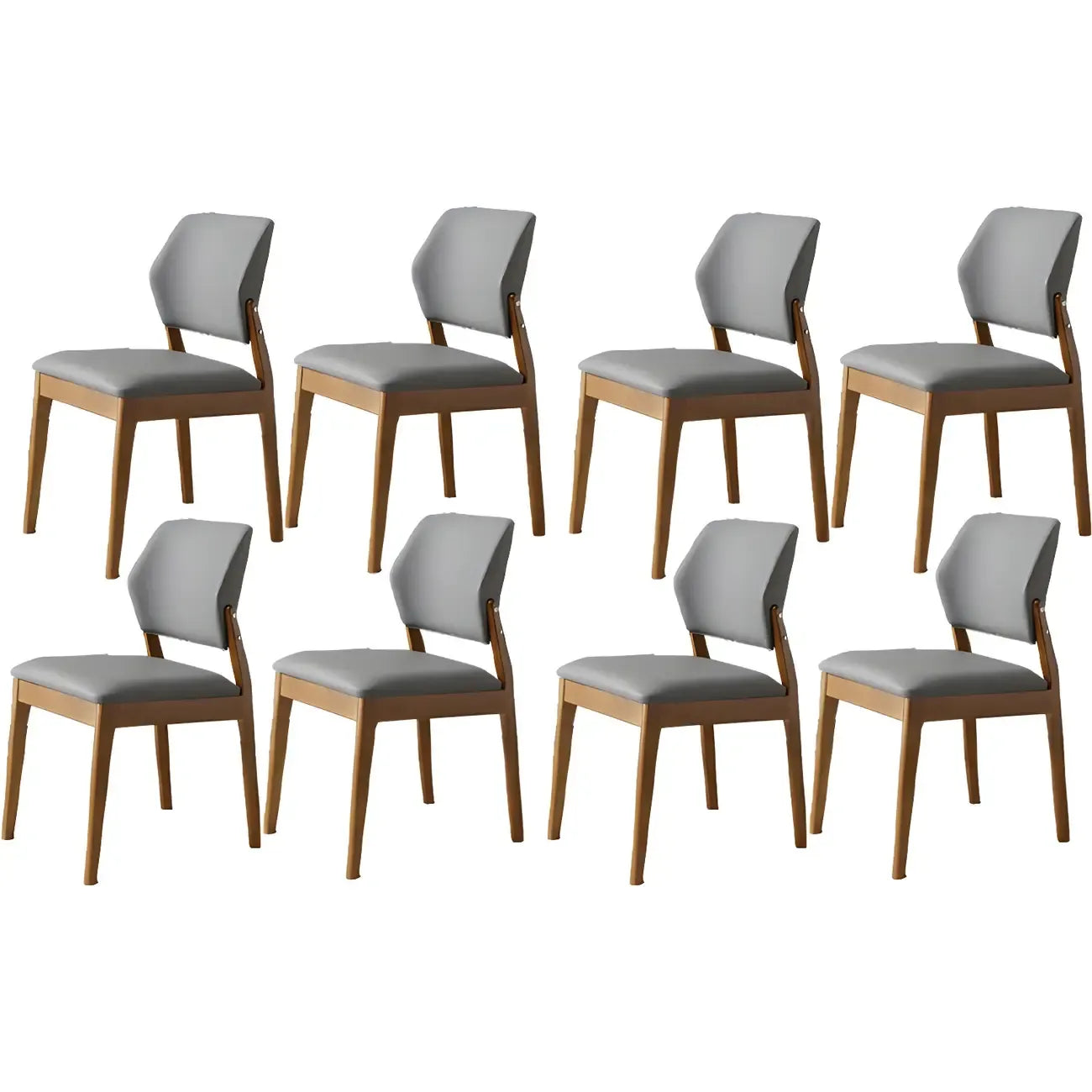 Modern Wood Faux Leather Beige Low Back Dining Chair