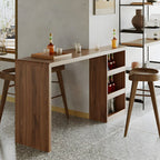 Brown Rectangular Modern Wood Storage Bar Table for Home