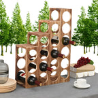 Natural Wooden Stackable Wine Rack Tabletop Wine Holder