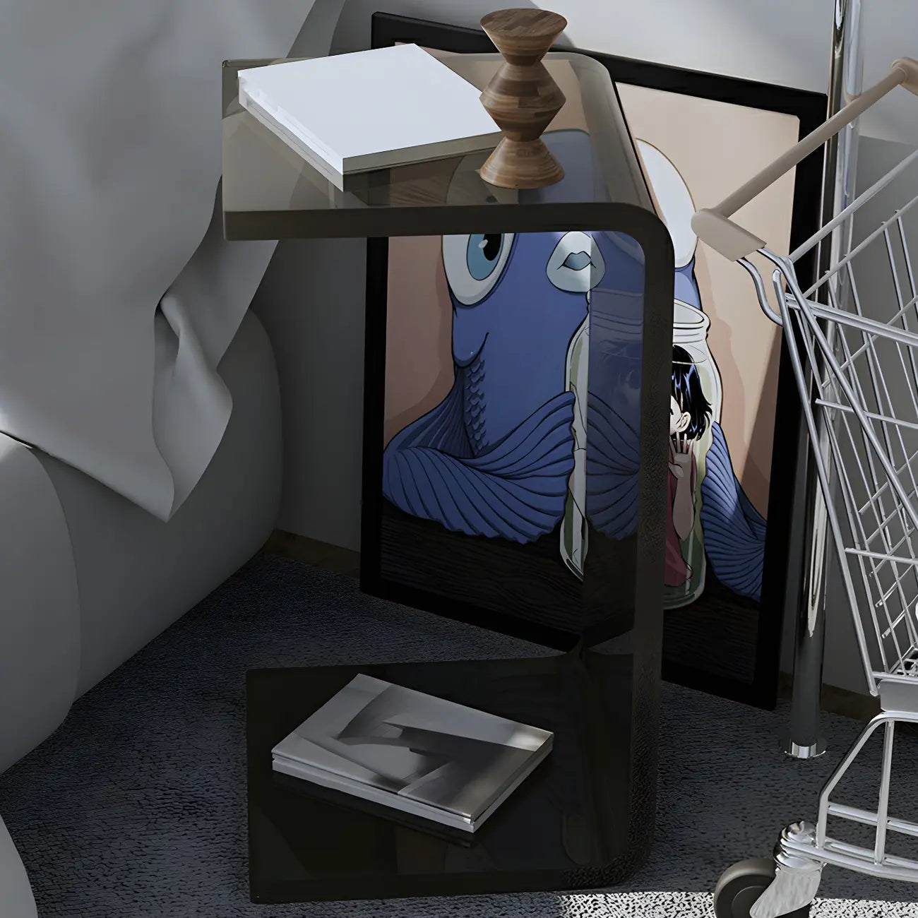 Versatile Acrylic Side Table C-Shaped