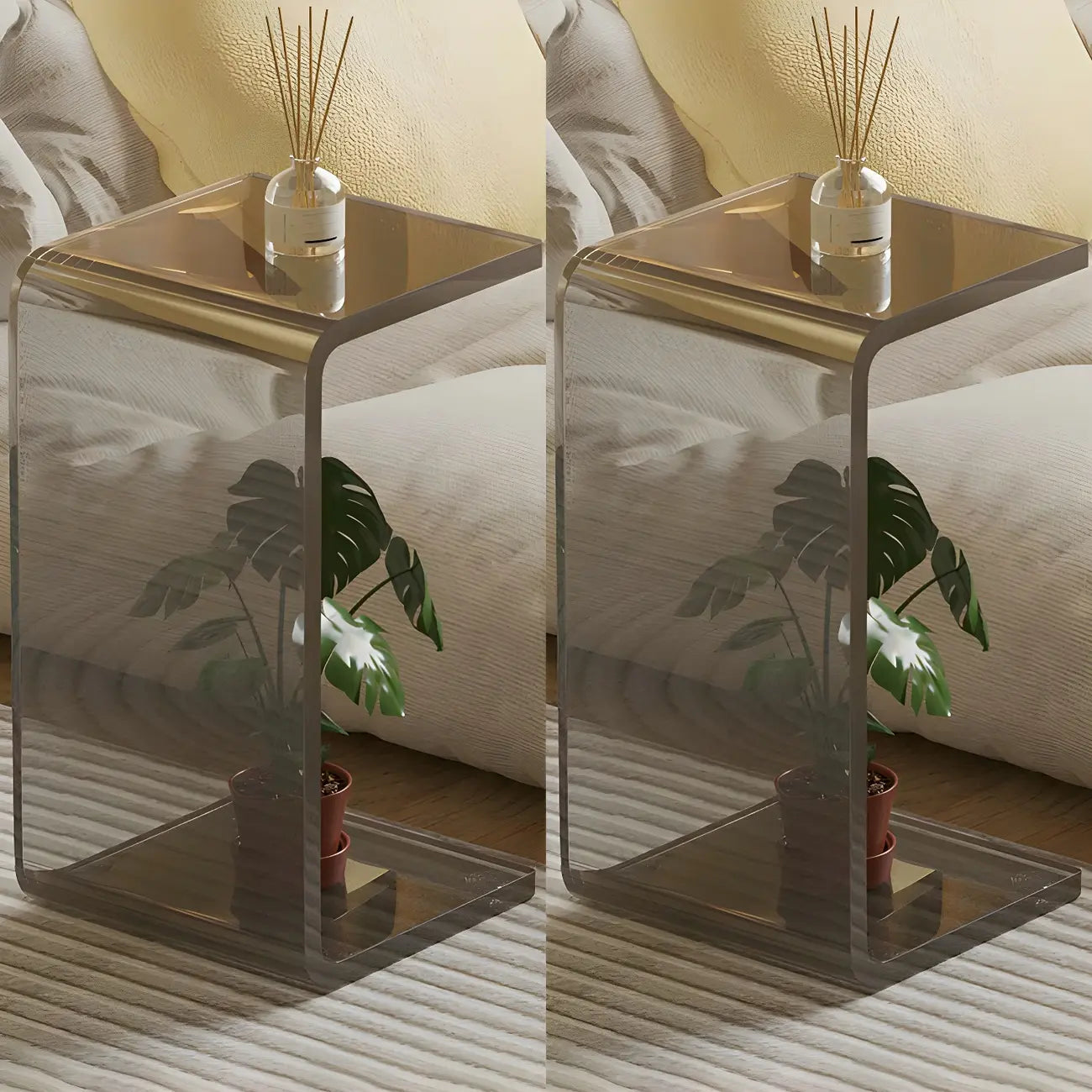 Versatile Acrylic Side Table C-Shaped