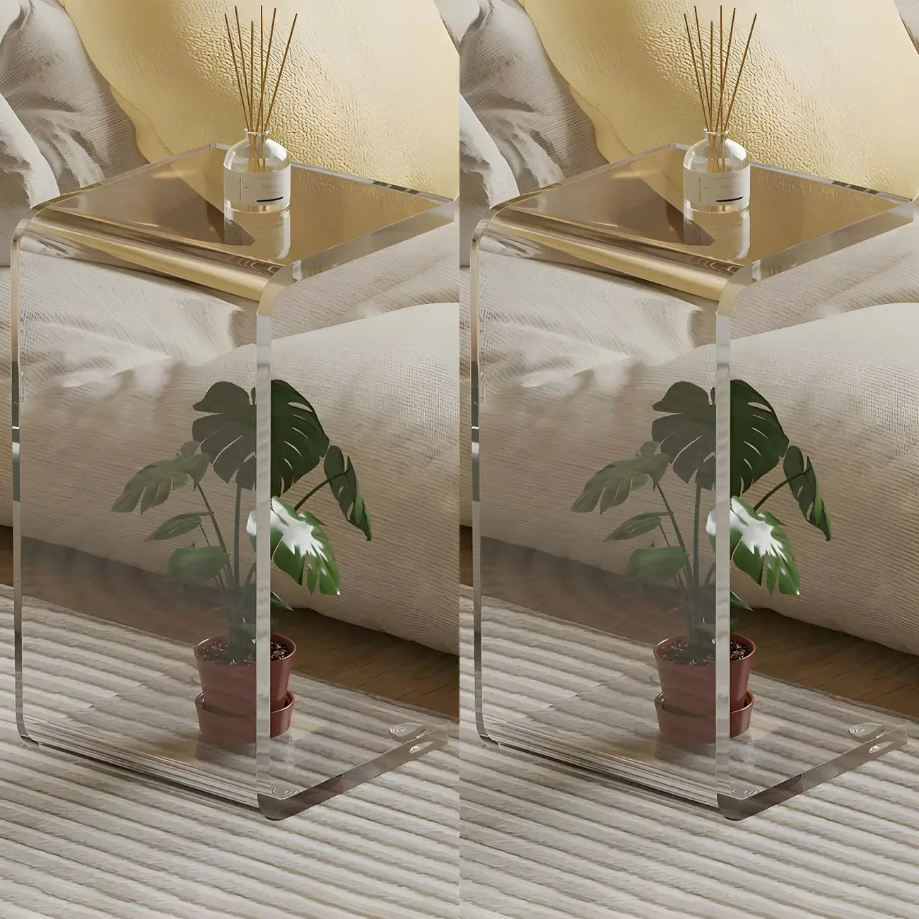 Versatile Acrylic Side Table C-Shaped