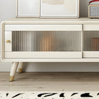 87 Nordic Natural Wood Storage TV Stand with Sliding Doors