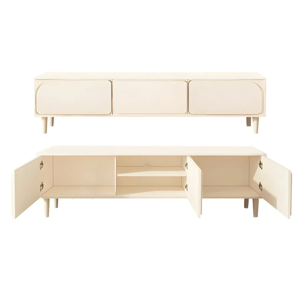 79 White Modern Wood Cable Management TV Stand with Legs