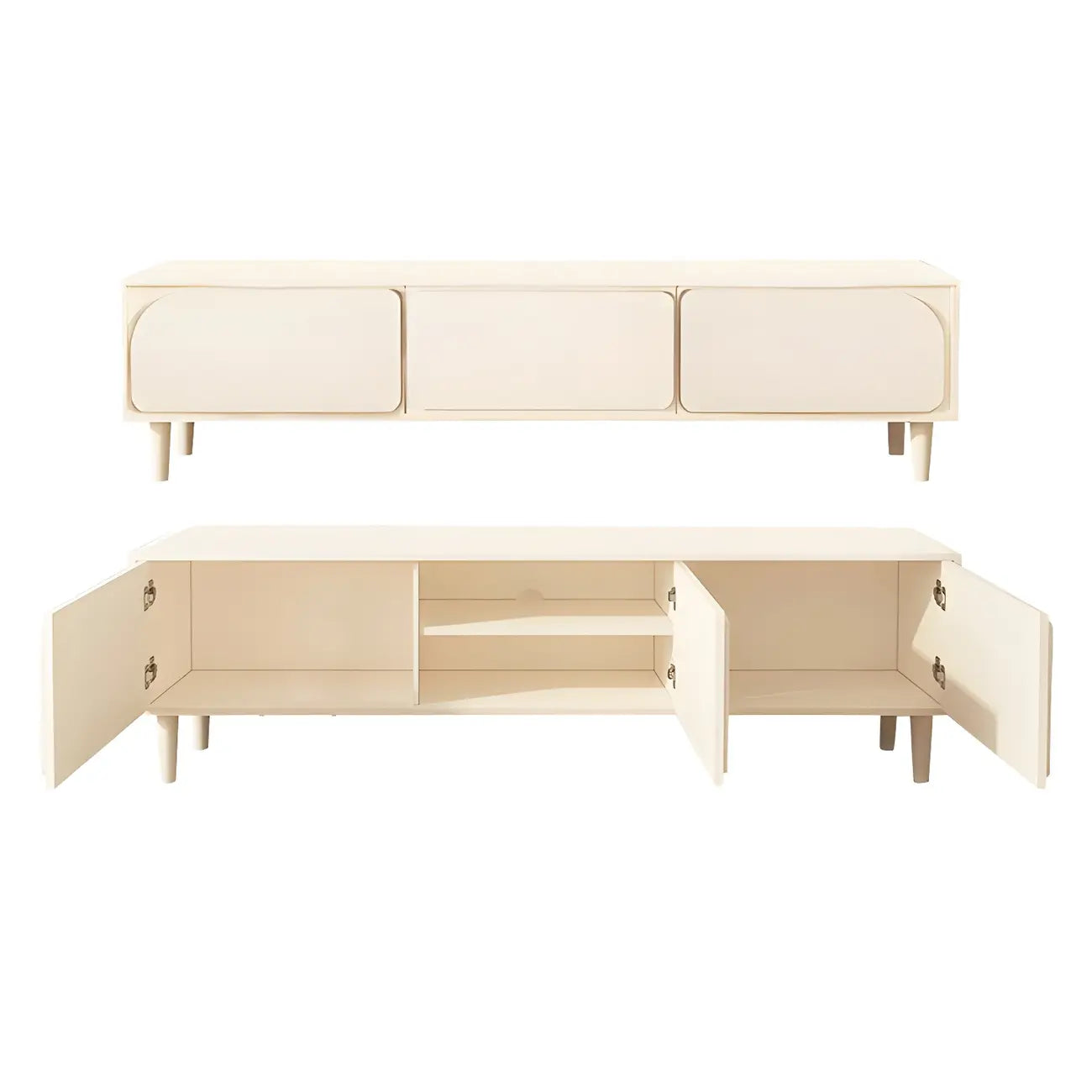 79 White Modern Wood Cable Management TV Stand with Legs