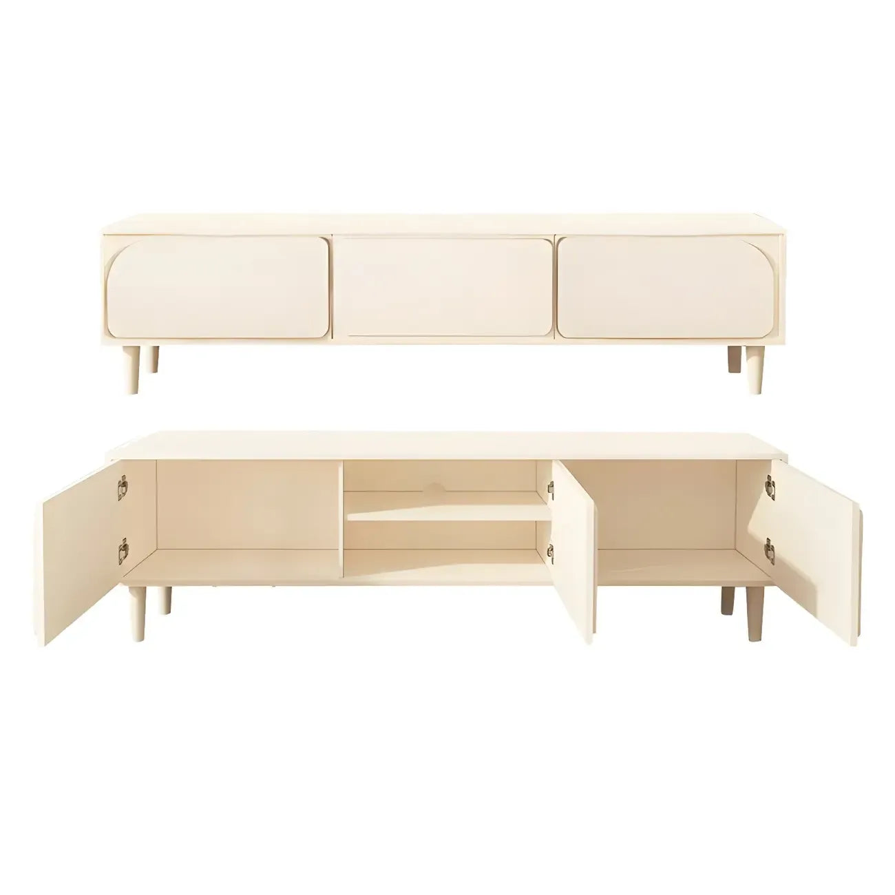 79 White Modern Wood Cable Management TV Stand with Legs