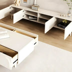 79 White Modern Wood Cable Management TV Stand with Legs