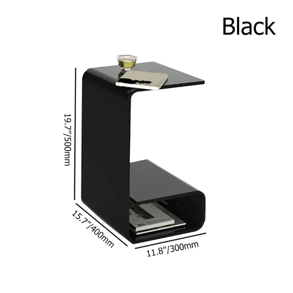 Minimalist Acrylic C-Shaped Side Table with Storage