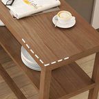 Modern Brown Pine Wooden Shelf Storage Trestle Bar Tables