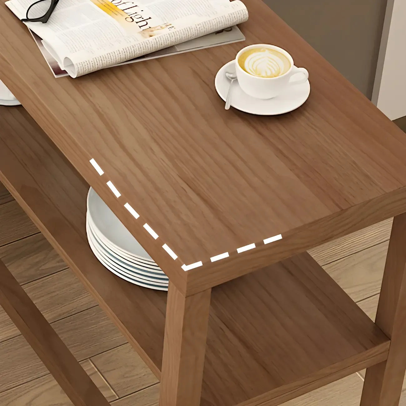Modern Brown Pine Wooden Shelf Storage Trestle Bar Tables