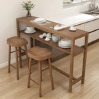 Modern Brown Pine Wooden Shelf Storage Trestle Bar Tables