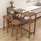 Modern Brown Pine Wooden Shelf Storage Trestle Bar Tables
