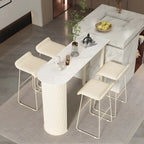 Scandinavian Free Form White Stone Iron Bar Tables