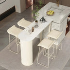 Scandinavian Free Form White Stone Iron Bar Tables