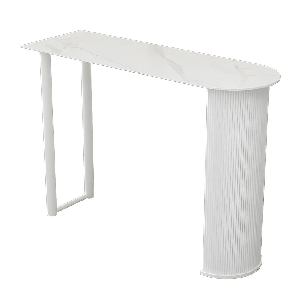 Scandinavian Free Form White Stone Iron Bar Tables