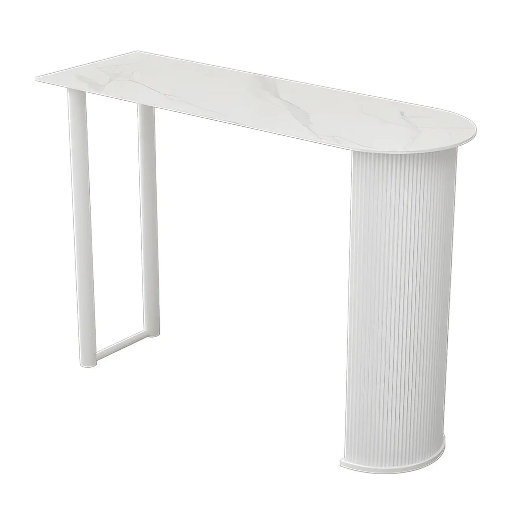 Scandinavian Free Form White Stone Iron Bar Tables
