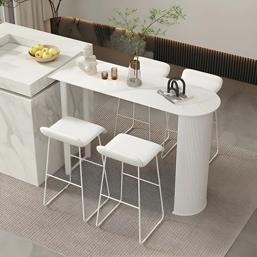 Scandinavian Free Form White Stone Iron Bar Tables