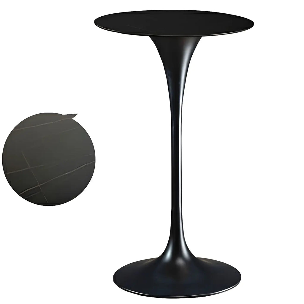 Round Glam Brown Gold Metal Tulip Base Bar Tables
