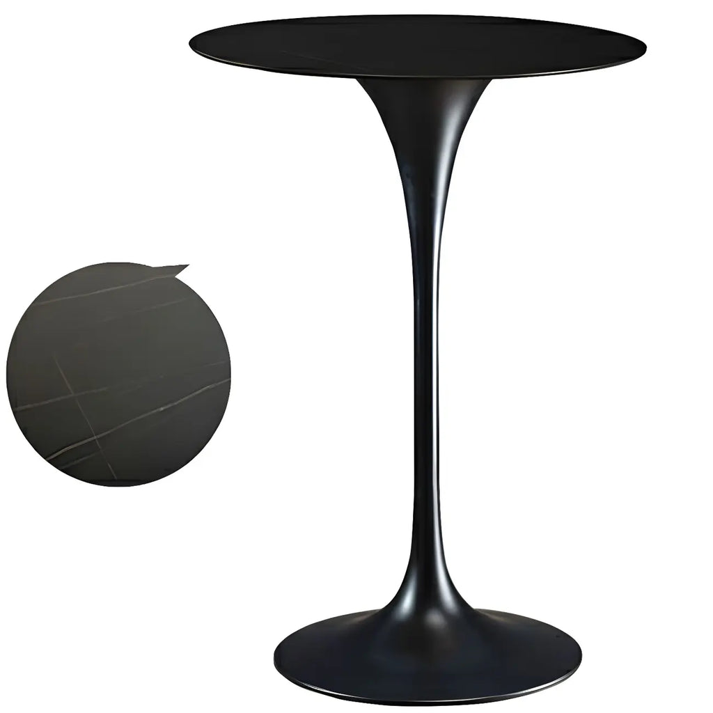 Round Glam Brown Gold Metal Tulip Base Bar Tables