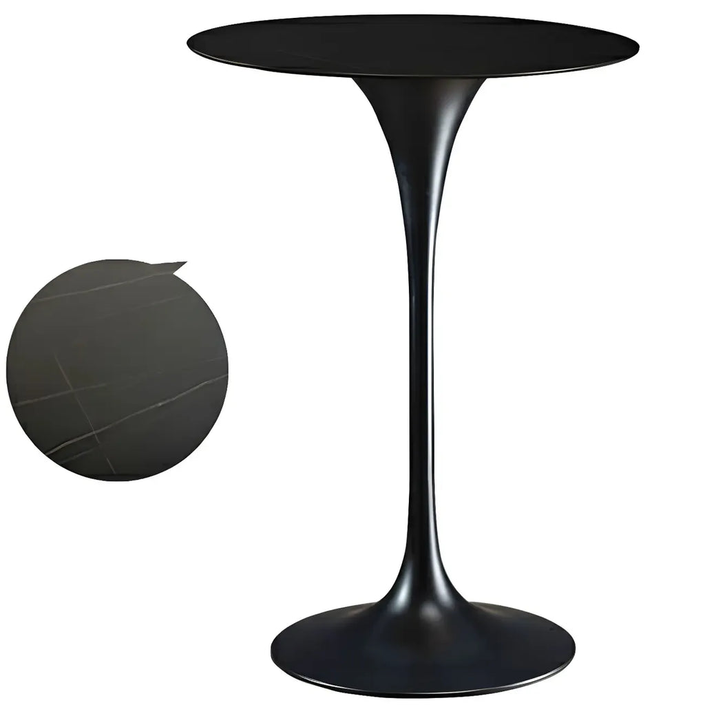 Round Glam Brown Gold Metal Tulip Base Bar Tables