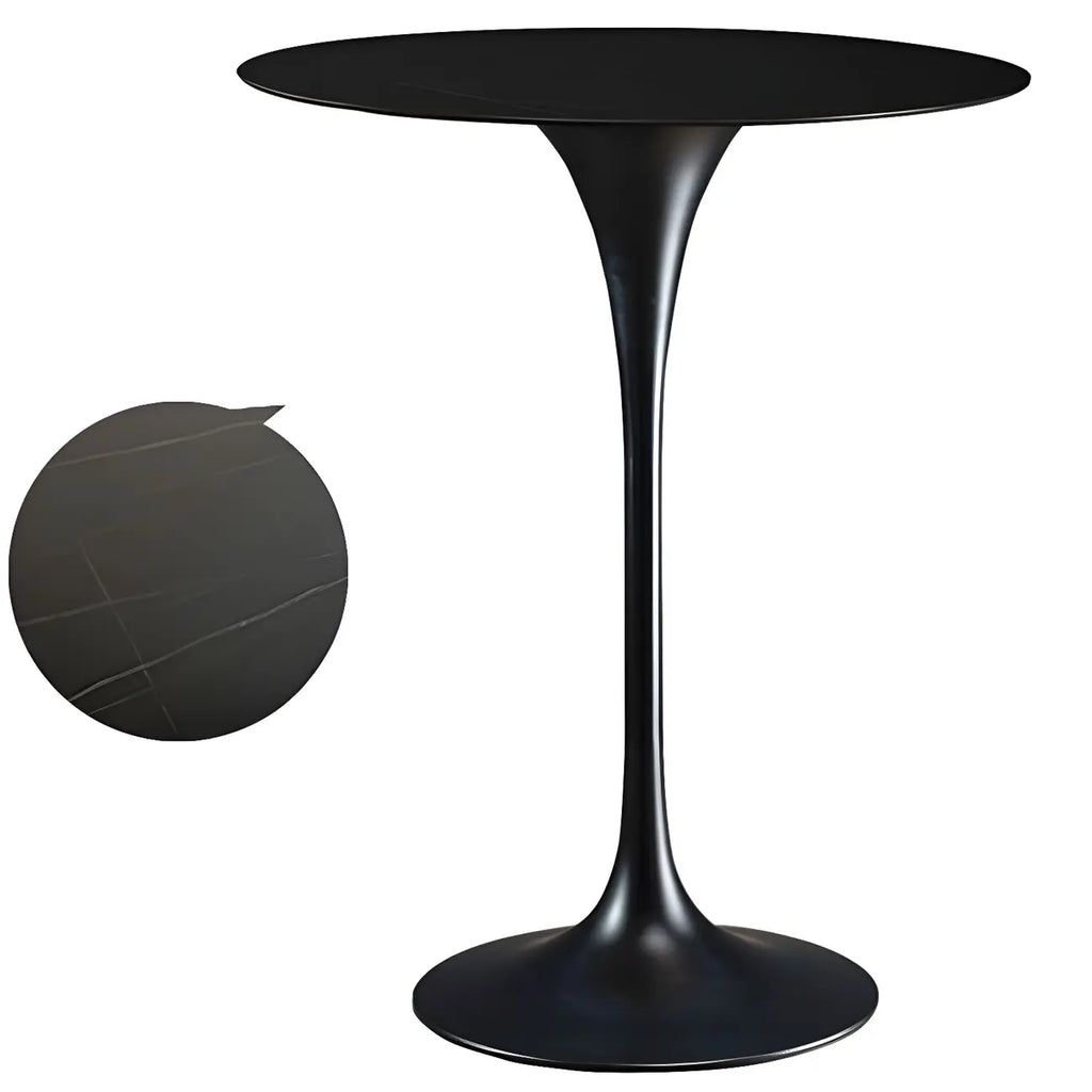 Round Glam Brown Gold Metal Tulip Base Bar Tables