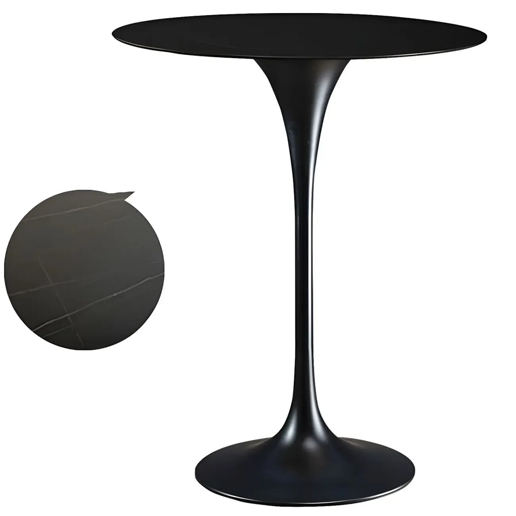 Round Glam Brown Gold Metal Tulip Base Bar Tables