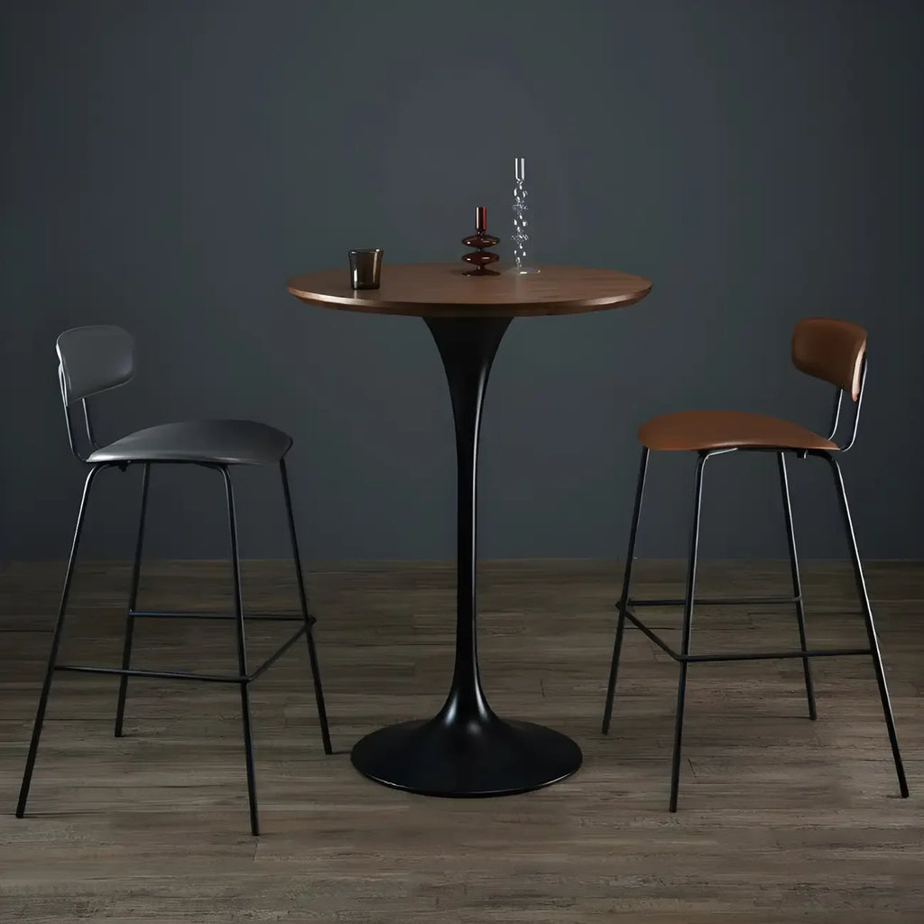 Round Glam Brown Gold Metal Tulip Base Bar Tables