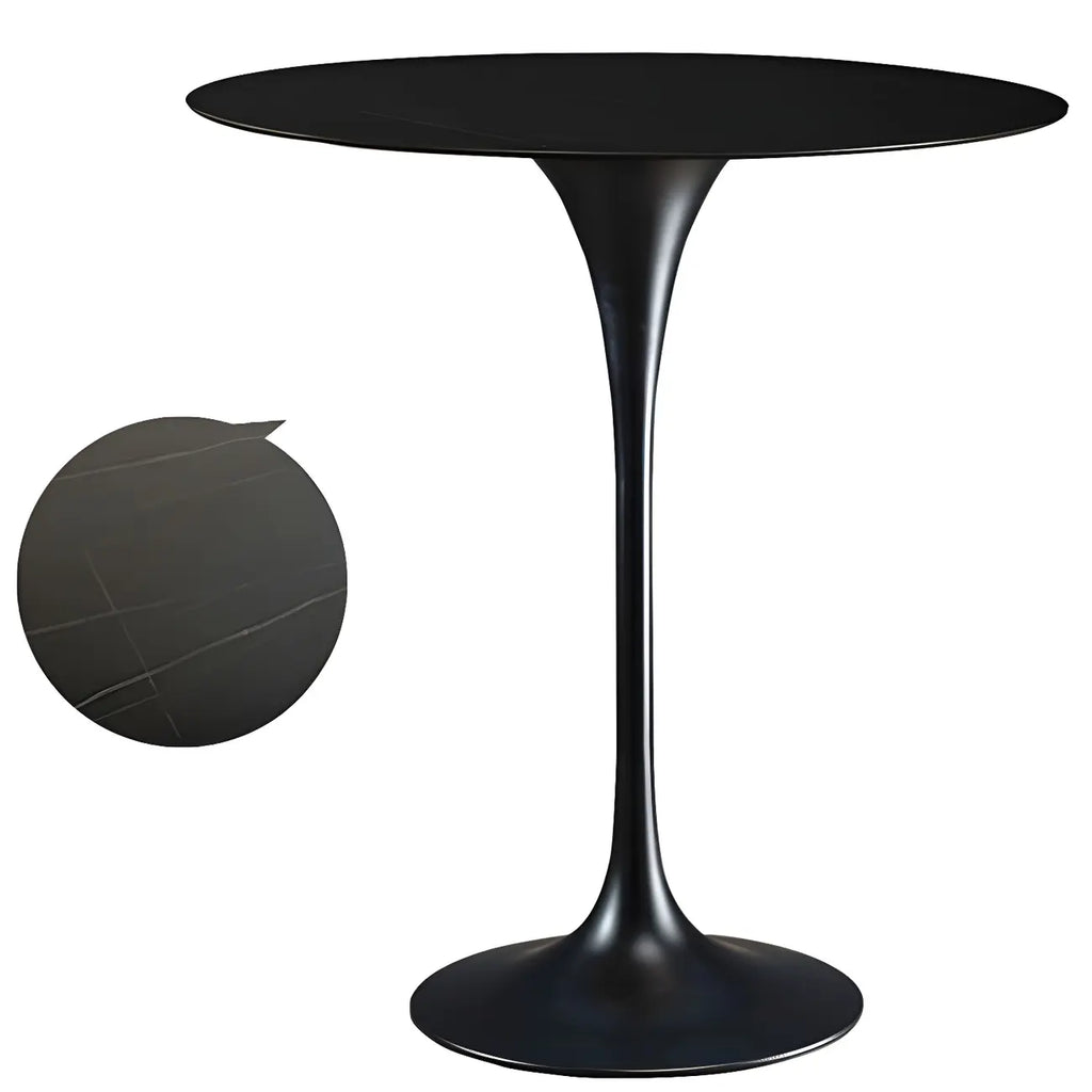 Round Glam Brown Gold Metal Tulip Base Bar Tables