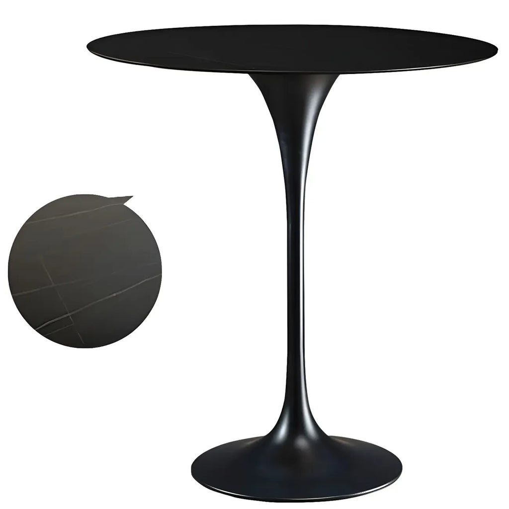 Round Glam Brown Gold Metal Tulip Base Bar Tables