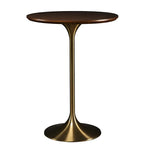 Round Glam Brown Gold Metal Tulip Base Bar Tables