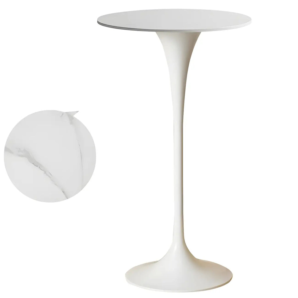 Round Glam Brown Gold Metal Tulip Base Bar Tables