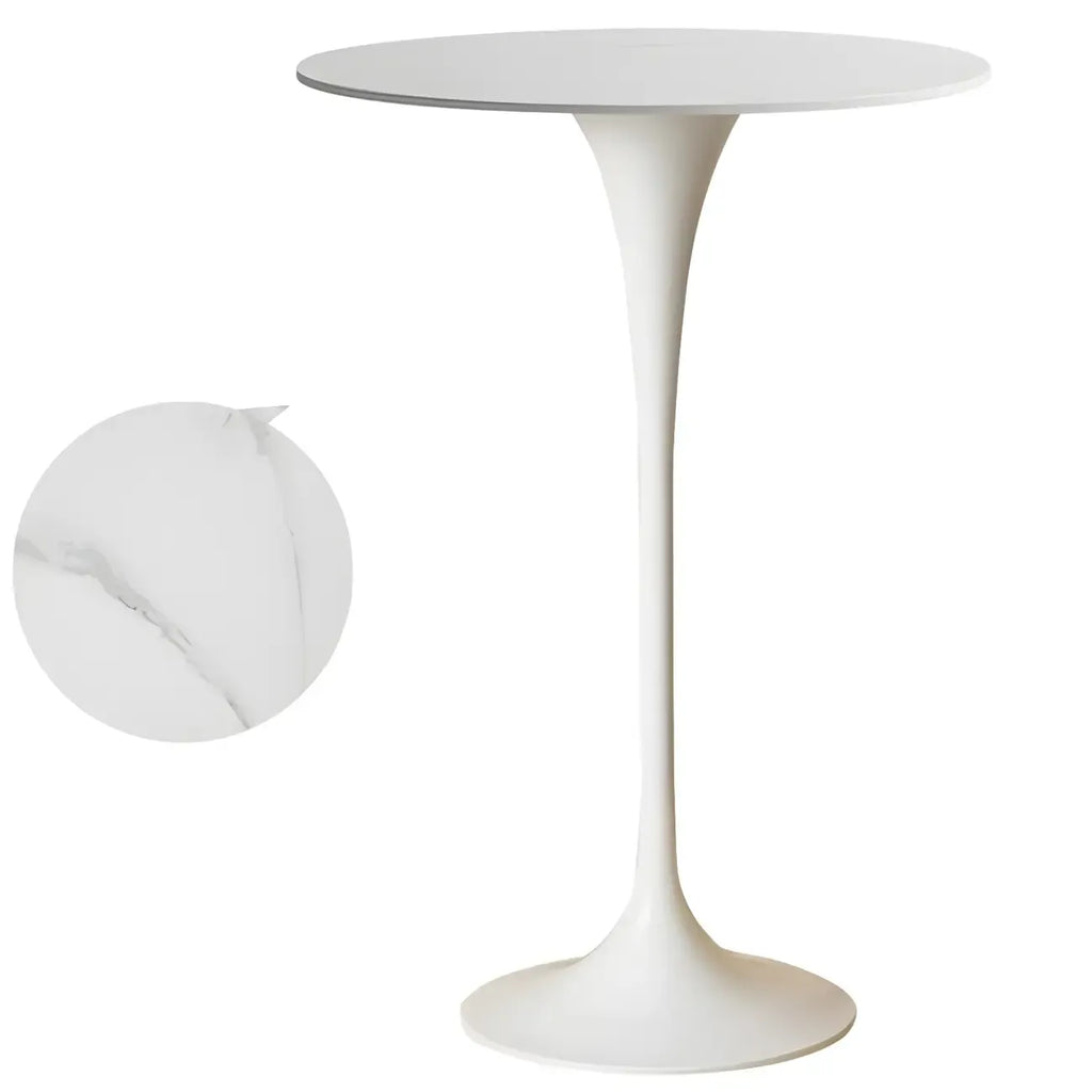 Round Glam Brown Gold Metal Tulip Base Bar Tables