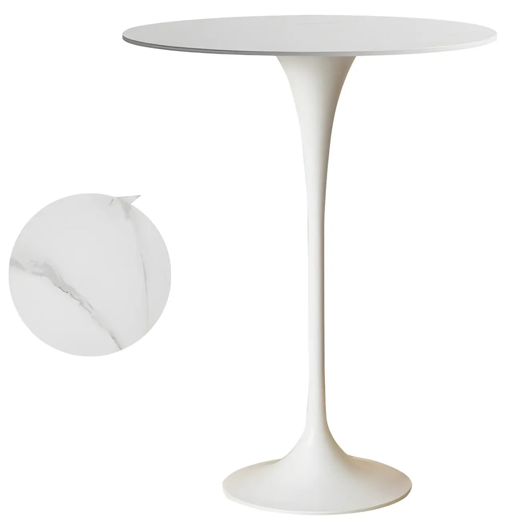 Round Glam Brown Gold Metal Tulip Base Bar Tables
