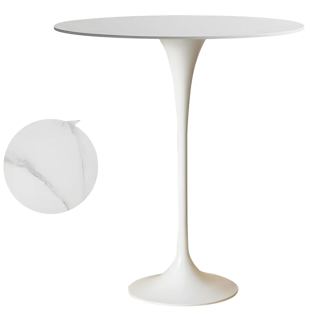 Round Glam Brown Gold Metal Tulip Base Bar Tables