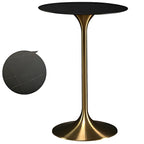 Round Glam Brown Gold Metal Tulip Base Bar Tables