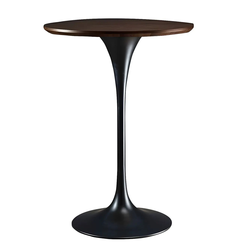 Round Glam Brown Gold Metal Tulip Base Bar Tables