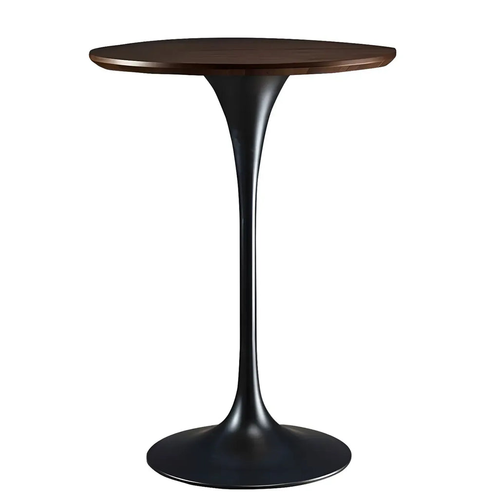 Round Glam Brown Gold Metal Tulip Base Bar Tables
