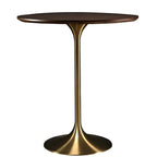 Round Glam Brown Gold Metal Tulip Base Bar Tables