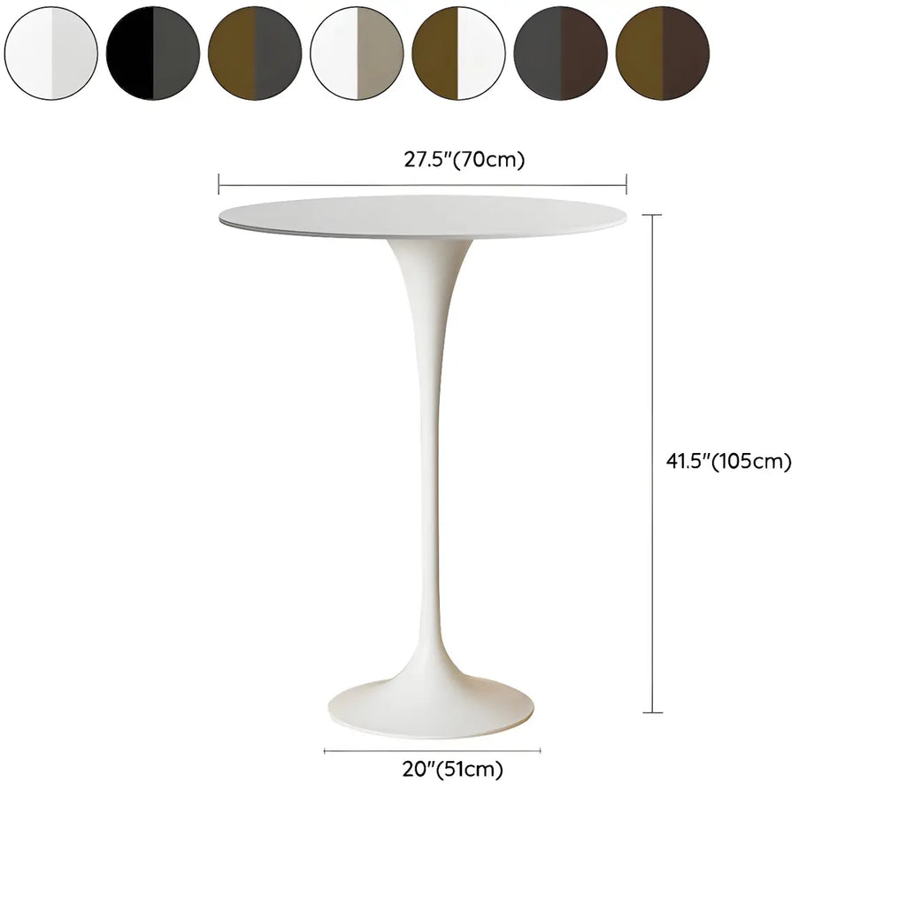 Round Glam Brown Gold Metal Tulip Base Bar Tables
