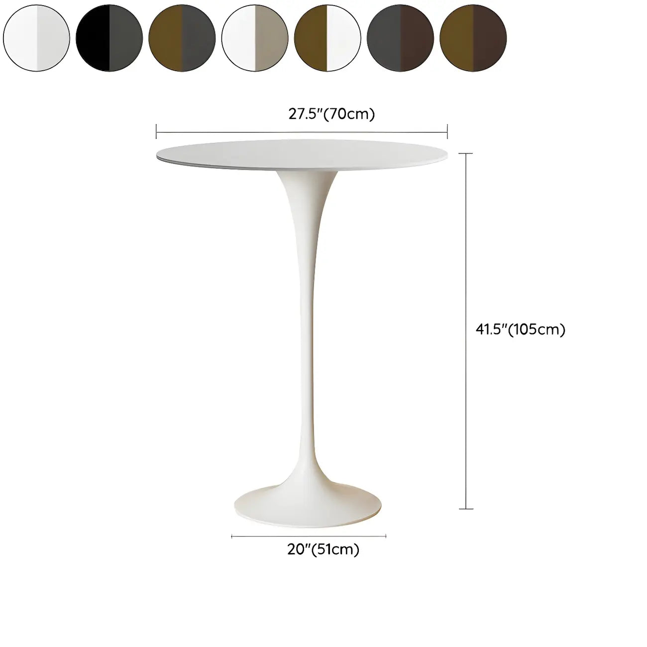Round Glam Brown Gold Metal Tulip Base Bar Tables