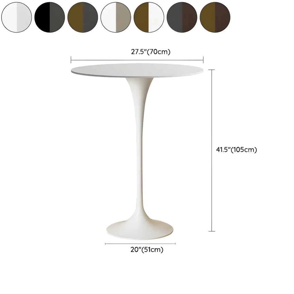 Round Glam Brown Gold Metal Tulip Base Bar Tables