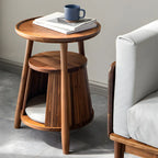 Scandinavian 2-tier Solid Wood Side Table with Storage Shelf