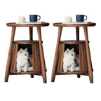 Scandinavian 2-tier Solid Wood Side Table with Storage Shelf