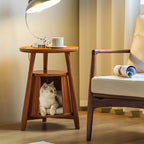 Scandinavian 2-tier Solid Wood Side Table with Storage Shelf