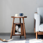 Scandinavian 2-tier Solid Wood Side Table with Storage Shelf