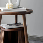 Scandinavian 2-tier Solid Wood Side Table with Storage Shelf