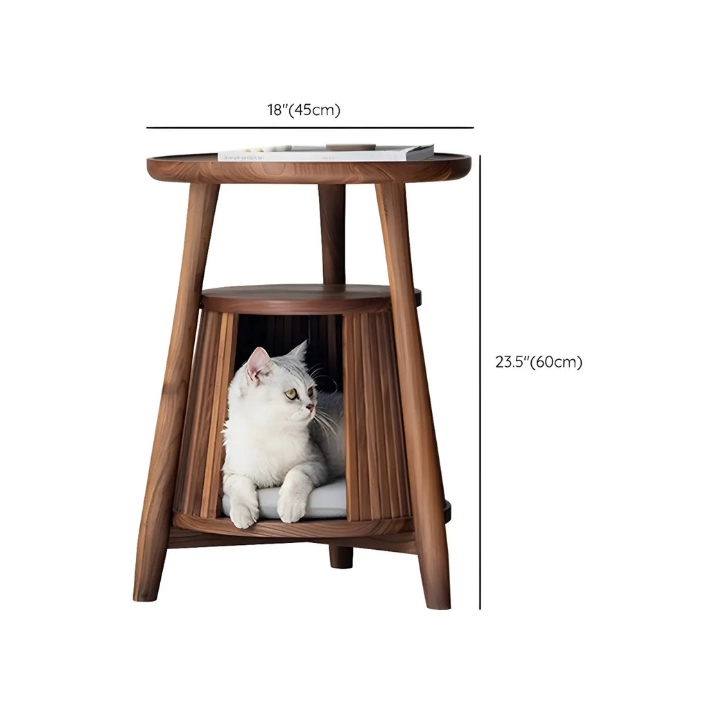 Scandinavian 2-tier Solid Wood Side Table with Storage Shelf