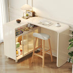 Scandinavian White Wood Glass Storage Extendable Bar Tables