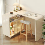 Scandinavian White Wood Glass Storage Extendable Bar Tables