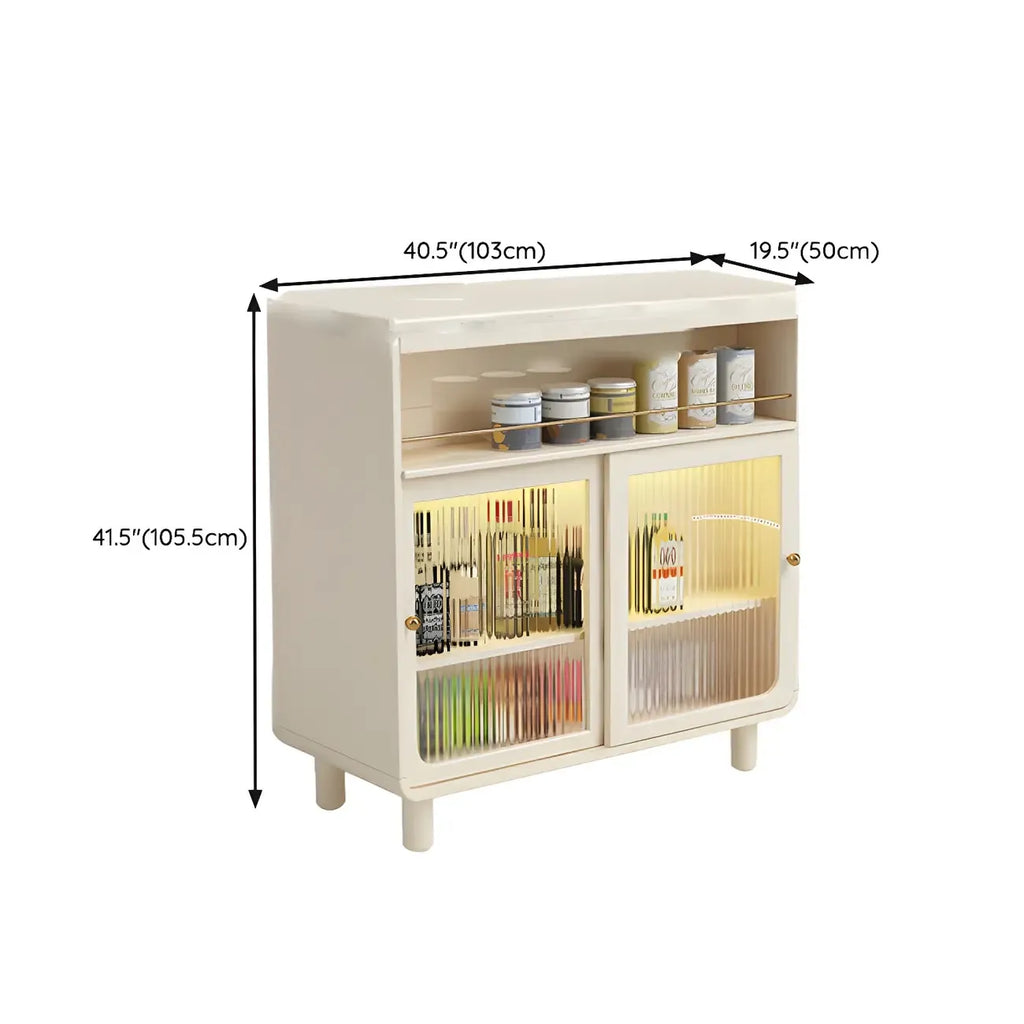 Scandinavian White Wood Glass Storage Extendable Bar Tables